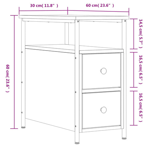 vidaXL Nachttisch Schwarz 30x60x60 cm Holzwerkstoff