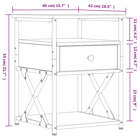 vidaXL Nachttisch Sonoma-Eiche 40x42x55 cm Holzwerkstoff