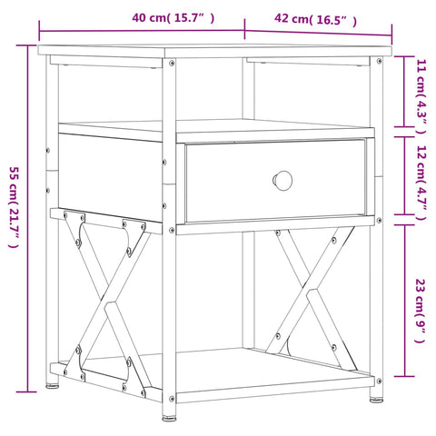 vidaXL Nachttisch Grau Sonoma-Eiche 40x42x55 cm Holzwerkstoff