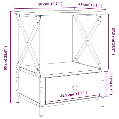 vidaXL Nachttische 2 Stk. Sonoma-Eiche 50x41x65 cm Holzwerkstoff