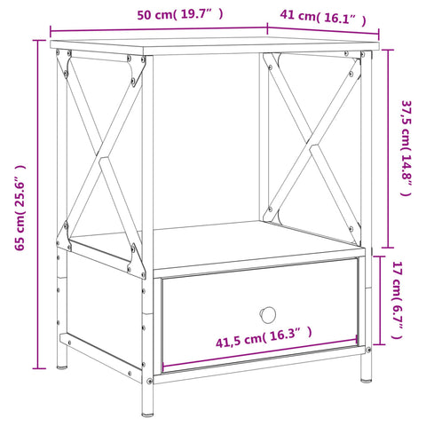 vidaXL Nachttisch Grau Sonoma 50x41x65 cm Holzwerkstoff