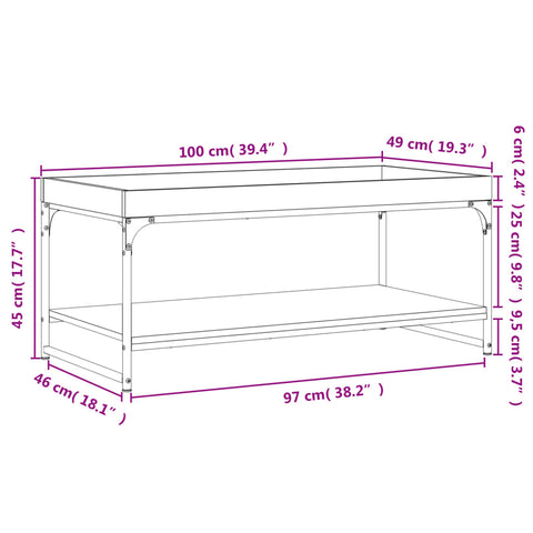 vidaXL Couchtisch Schwarz 100x49x45 cm Holzwerkstoff