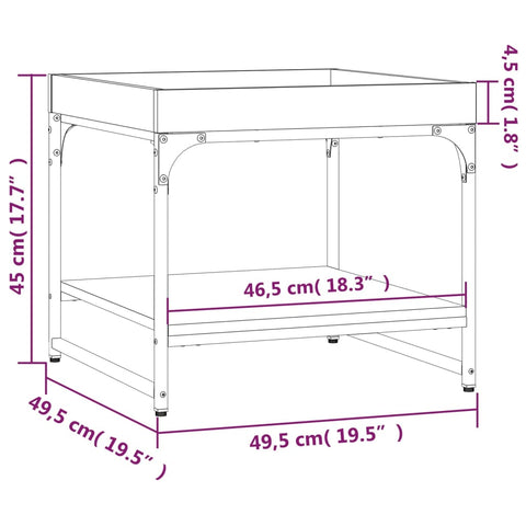 vidaXL Couchtisch Schwarz 49,5x49,5x45 cm Holzwerkstoff