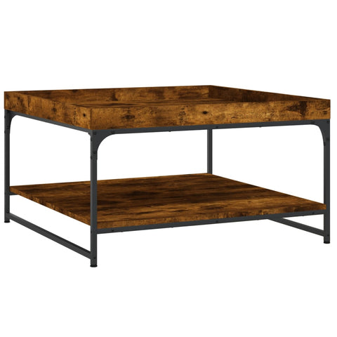 vidaXL Couchtisch Räuchereiche 80x80x45 cm Holzwerkstoff und Eisen