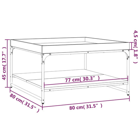 vidaXL Couchtisch Braun Eichen-Optik 80x80x45 cm Holzwerkstoff Eisen