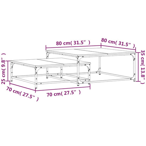 vidaXL Satztische 2 Stk. Grau Sonoma Holzwerkstoff