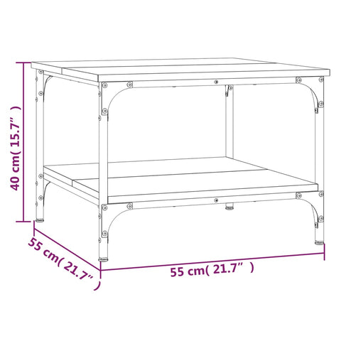 vidaXL Couchtisch Räuchereiche 55x55x40 cm Holzwerkstoff