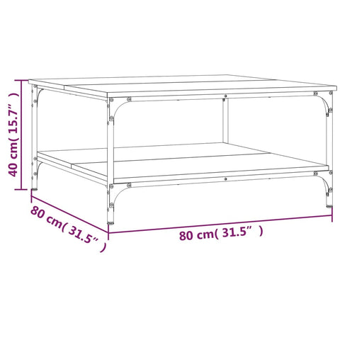 vidaXL Couchtisch Sonoma-Eiche 80x80x40 cm Holzwerkstoff