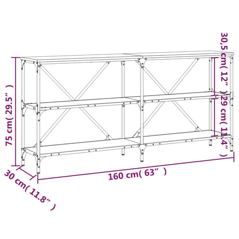 vidaXL Konsolentisch Schwarz 160x30x75 cm Holzwerkstoff und Eisen