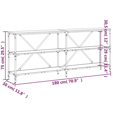 vidaXL Konsolentisch Schwarz 180x30x75 cm Holzwerkstoff und Eisen