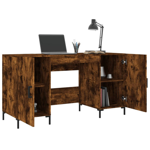 vidaXL Schreibtisch Räuchereiche 140x50x75 cm Holzwerkstoff