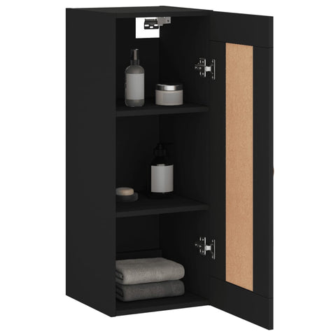 vidaXL Wandschrank Schwarz 34,5x34x90 cm Holzwerkstoff