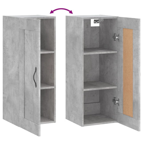 vidaXL Wandschrank Betongrau 34,5x34x90 cm Holzwerkstoff