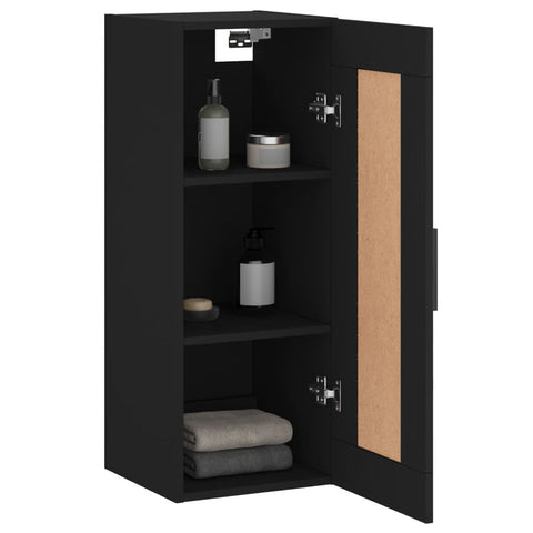 vidaXL Wandschrank Schwarz 34,5x34x90 cm Holzwerkstoff