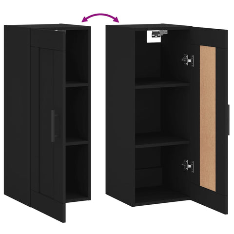 vidaXL Wandschrank Schwarz 34,5x34x90 cm Holzwerkstoff