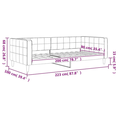 vidaXL Tagesbett Dunkelgrau 90x200 cm Samt