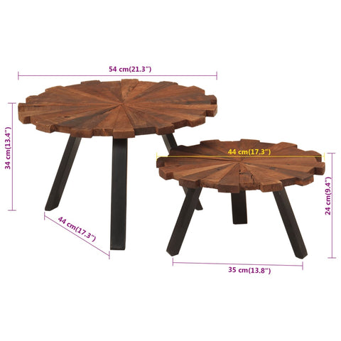 vidaXL Couchtische 2 Stk. Altholz Massiv und Eisen