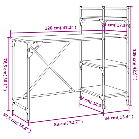 vidaXL Computertisch mit Regal Schwarz 120x47x109 cm