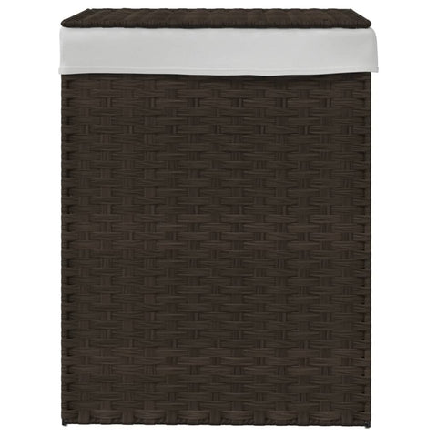 vidaXL Wäschekorb mit Deckel Dunkelbraun 46x33x60 cm Poly Rattan