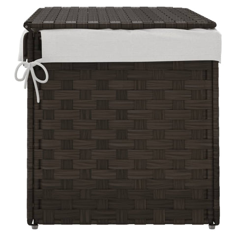 vidaXL Wäschekorb mit Deckel Dunkelbraun 55,5x35x34 cm Poly Rattan