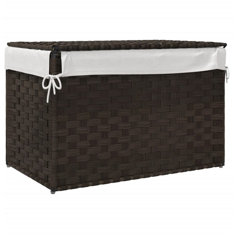 vidaXL Wäschekorb mit Deckel Dunkelbraun 55,5x35x34 cm Poly Rattan