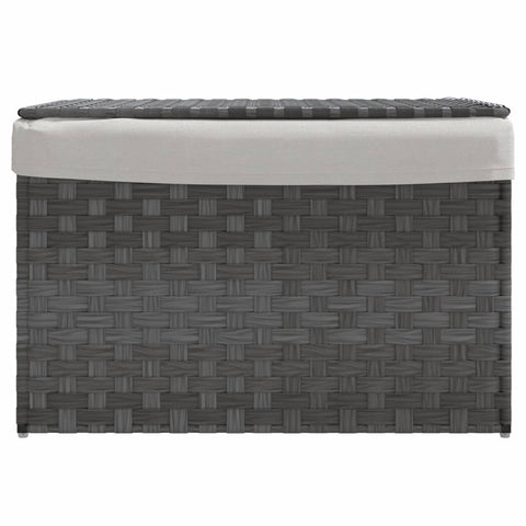 vidaXL Wäschekorb mit Deckel Grau 55,5x35x34 cm Poly Rattan