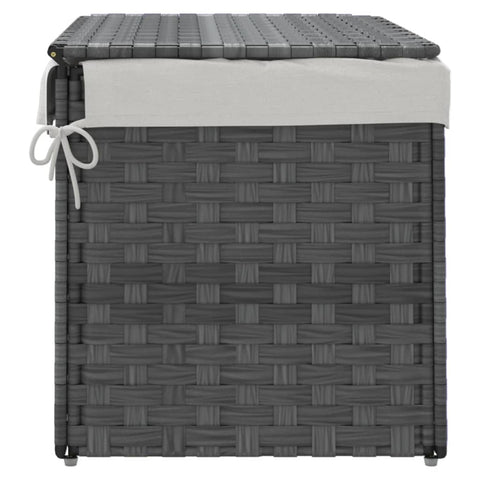 vidaXL Wäschekorb mit Deckel Grau 55,5x35x34 cm Poly Rattan