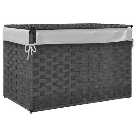 vidaXL Wäschekorb mit Deckel Grau 55,5x35x34 cm Poly Rattan