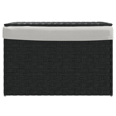 vidaXL Wäschekorb mit Deckel Schwarz 55,5x35x34 cm Poly Rattan