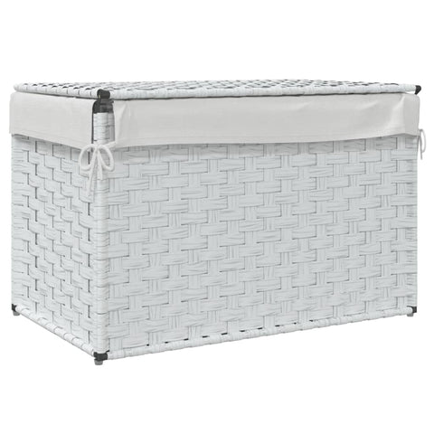 vidaXL Wäschekorb mit Deckel Weiß 55,5x35x34 cm Poly Rattan