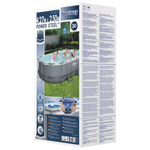 Bestway Power Steel Aufstellpool Oval 427x250x100 cm