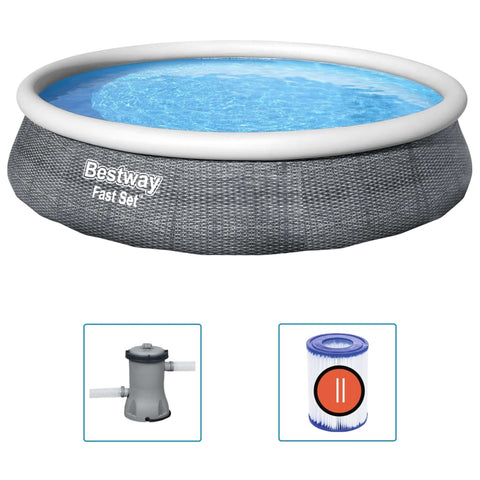 Bestway Fast Set Pool-Set mit Pumpe Aufblasbar 396x84 cm