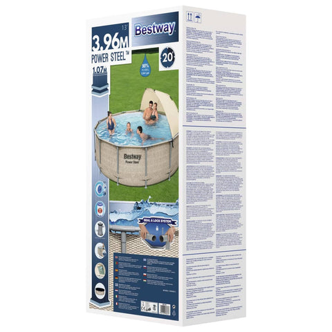 Bestway Power Steel Swimmingpool Set mit Dach 396x107 cm