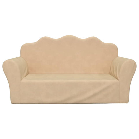 Kindersofa 2-Sitzer Creme Weicher Plüsch