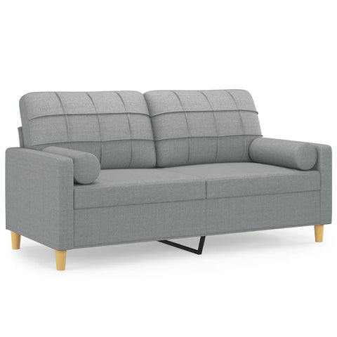 2-Sitzer-Sofa mit Zierkissen Hellgrau 140 cm Stoff