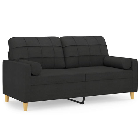 2-Sitzer-Sofa mit Zierkissen Schwarz 140 cm Stoff