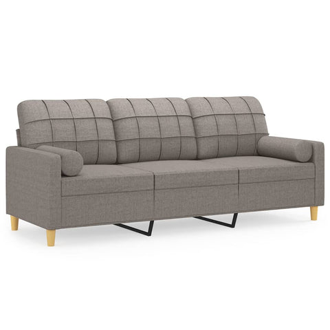 3-Sitzer-Sofa mit Zierkissen Taupe 180 cm Stoff