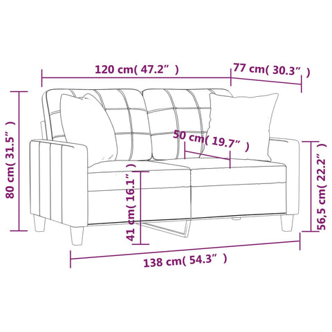 2-Sitzer-Sofa mit Zierkissen Cappuccino-Braun 120 cm Kunstleder