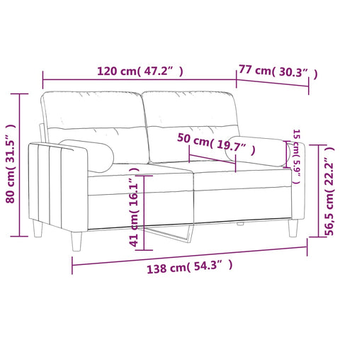 2-Sitzer-Sofa mit Zierkissen Hellgrau 120 cm Stoff