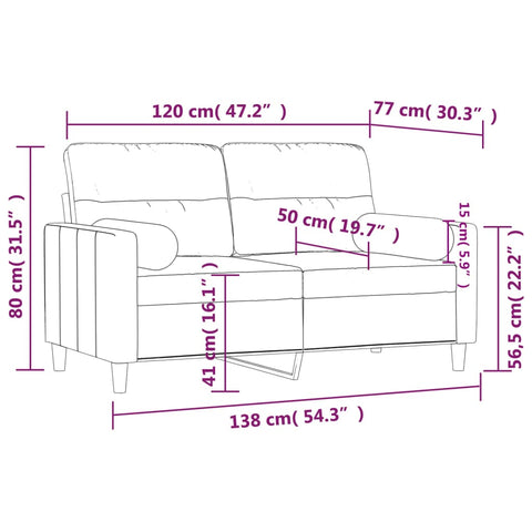 2-Sitzer-Sofa mit Zierkissen Creme 120 cm Stoff