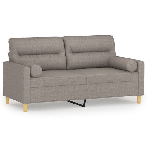 2-Sitzer-Sofa mit Zierkissen Taupe 140 cm Stoff