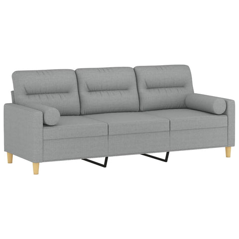 3-Sitzer-Sofa mit Zierkissen Hellgrau 180 cm Stoff