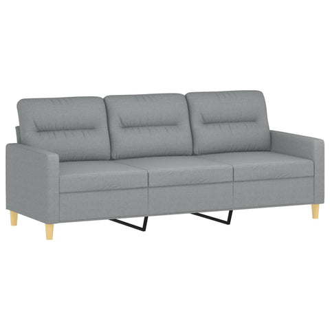 3-Sitzer-Sofa mit Zierkissen Hellgrau 180 cm Stoff