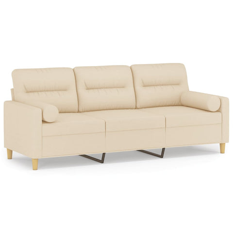 3-Sitzer-Sofa mit Zierkissen Creme 180 cm Stoff