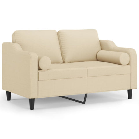 2-Sitzer-Sofa mit Zierkissen Creme 120 cm Stoff