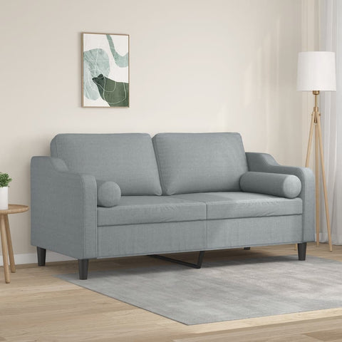 2-Sitzer-Sofa mit Zierkissen Hellgrau 140 cm Stoff