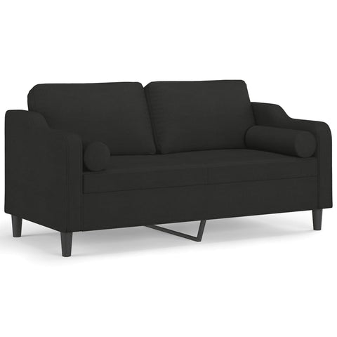 2-Sitzer-Sofa mit Zierkissen Schwarz 140 cm Stoff