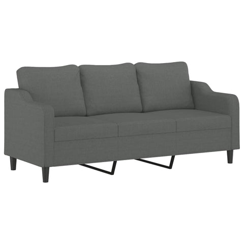 3-Sitzer-Sofa mit Zierkissen Dunkelgrau 180 cm Stoff