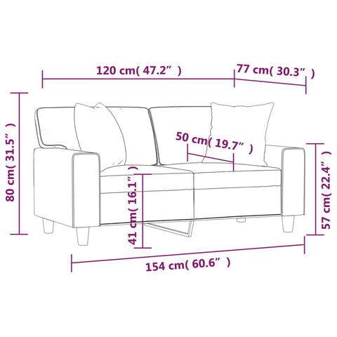 2-Sitzer-Sofa mit Zierkissen Cappuccino-Braun 120 cm Kunstleder