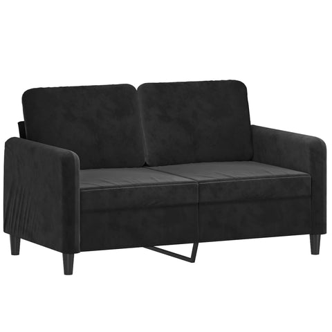 2-Sitzer-Sofa mit Zierkissen Schwarz 120 cm Samt